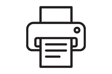 Simple Line Art Icon of a Printer Printing