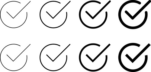 checkmark icon set. Verified badge icon. tick symbol. Certificate badge. Quality certify symbol. Approved sign
