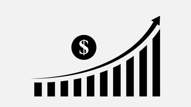 Business growth and success arrow, growing business chart animation with dollar sign. 