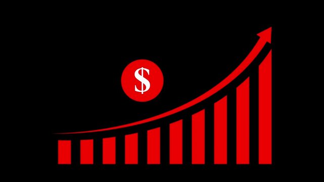 Business growth and success arrow, growing business chart animation with dollar sign. 