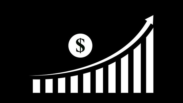 Business growth and success arrow, growing business chart animation with dollar sign. 