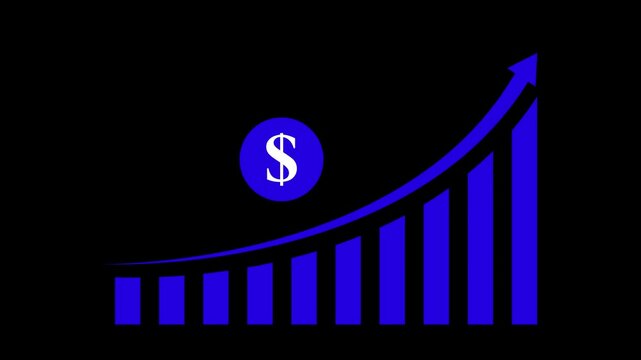 Business growth and success arrow, growing business chart animation with dollar sign. 