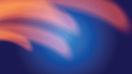 Abstract orange neon light curve stripe on gradient blue creative background. Vector illustration.