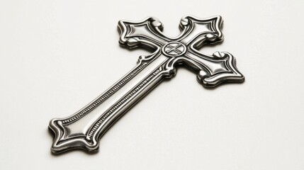A minimalistic depiction of a silver cross, emphasizing its spiritual significance.