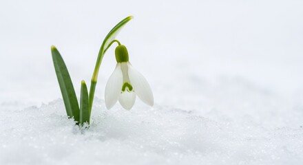 雪解けの光浴びる可憐な雪の花. AI Generated