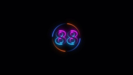 Abstract Neon text number icon, business 88 number background 4k illustration.
