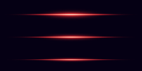 Red neon light lines effect. On a black background.