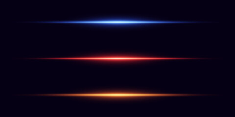 Bright horizontal effects of glare of light and laser beams.