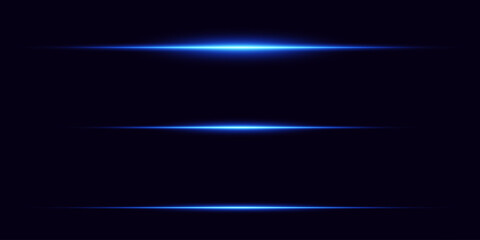 A collection of blue light effects, lens flare, and neon lines. On a black background.