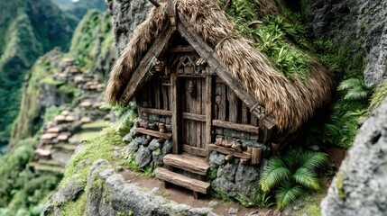 Mountain cabin hut exterior