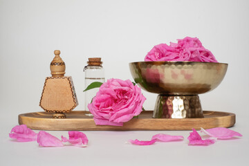 Damask rose. Oil-bearing rose. Bulgarian rose oil. Organic. Rose water. Essence.