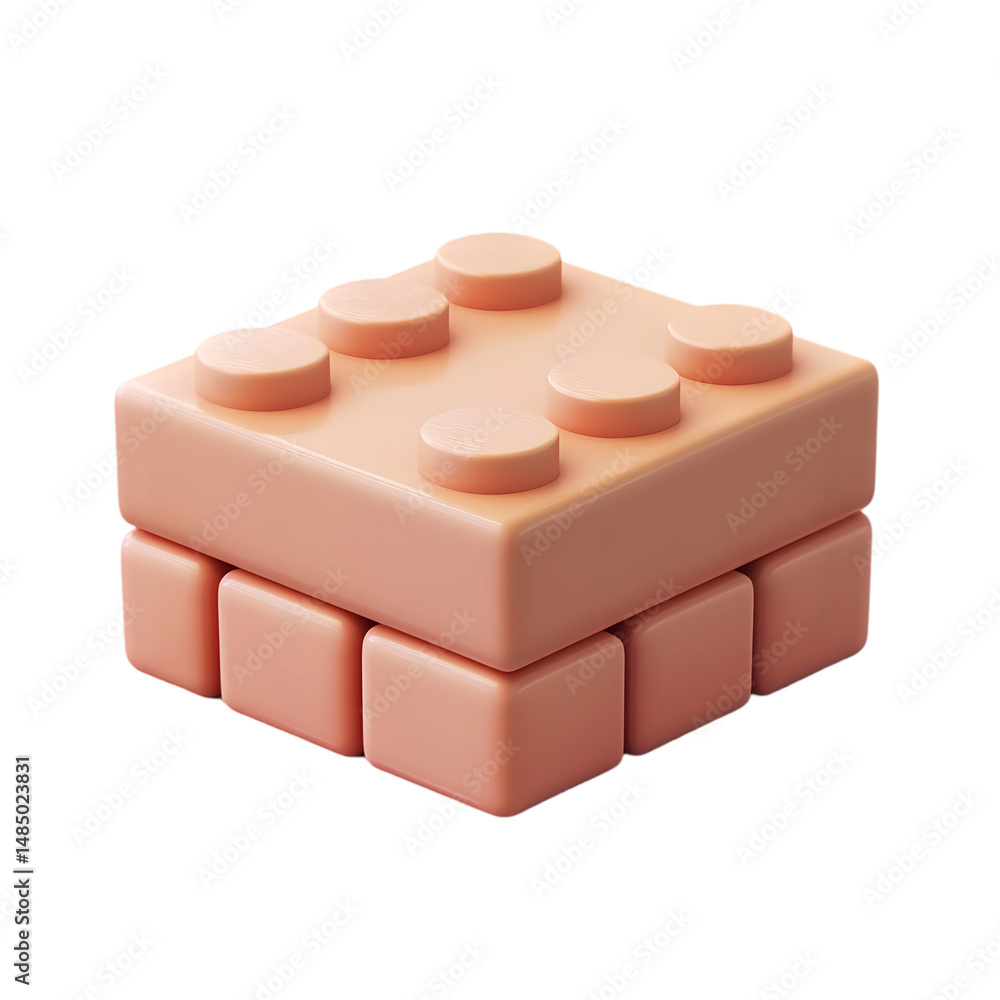 Poster close-up view of multiple, stacked, light peach-colored building blocks. the blocks have a simple, g