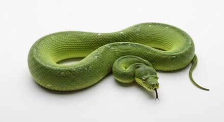 Obraz premium 鮮やかな緑色の蛇 滑らかな肌 穏やかな光で撮影 This translates roughly to: 