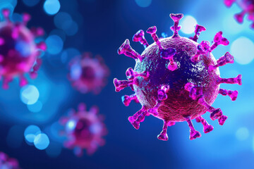 Detailed illustration of virus, showcasing its structure and features, emphasizing health risks and disease awareness