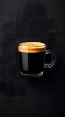 Clear Glass Coffee Cup Mockup with Frothy Top on Black Background