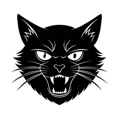 angry black cat face silhouette