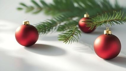 Fototapeta premium Christmas Ornaments with Pine Branch