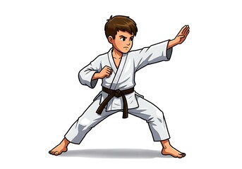 Young Karateka: Black Belt Focus, Cartoon Illustration