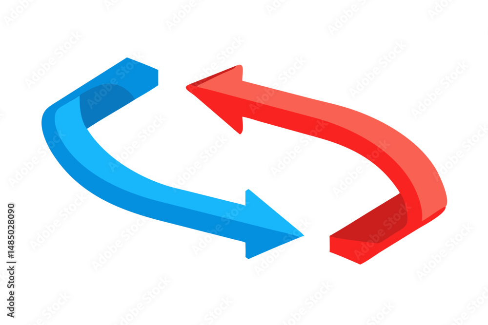 Poster abstract 3d curved arrows representing data exchange or transfer