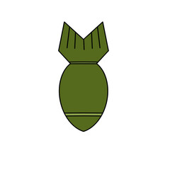 A green bomb with a white background