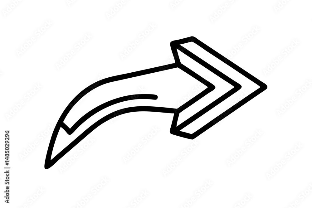 Aufkleber hand drawn curved arrow icon design element for web and print