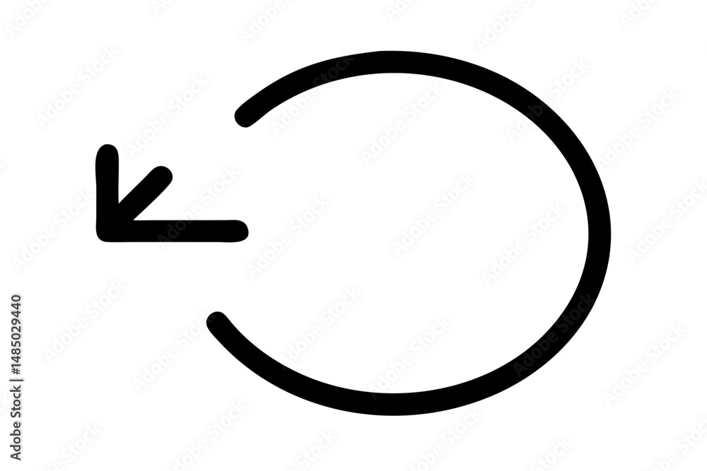 Poster simple black arrow and curve icon for login or return