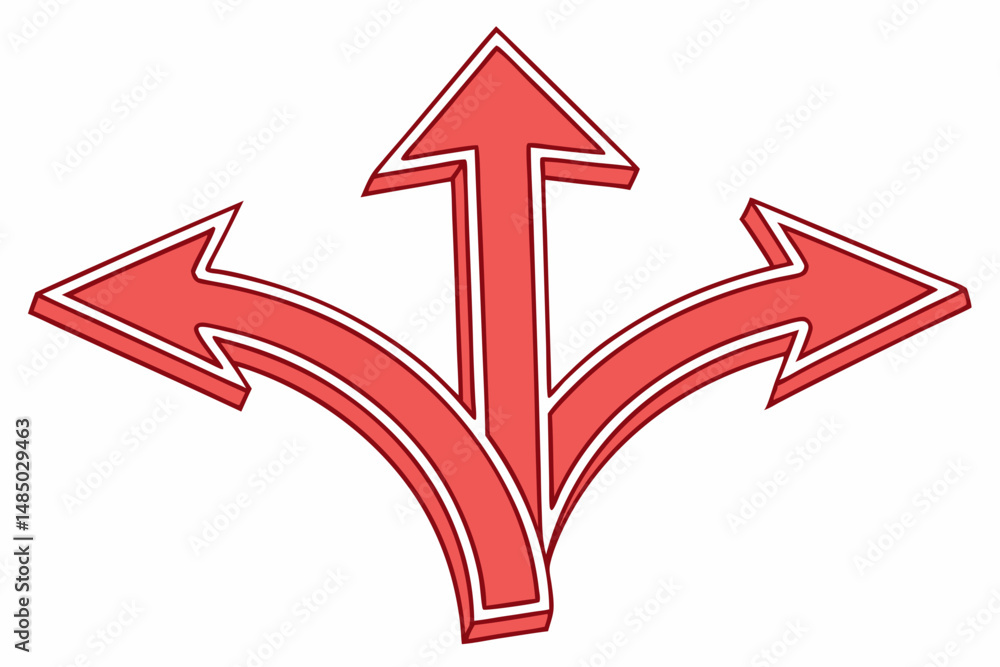 Poster three dimensional red arrows pointing in different directions