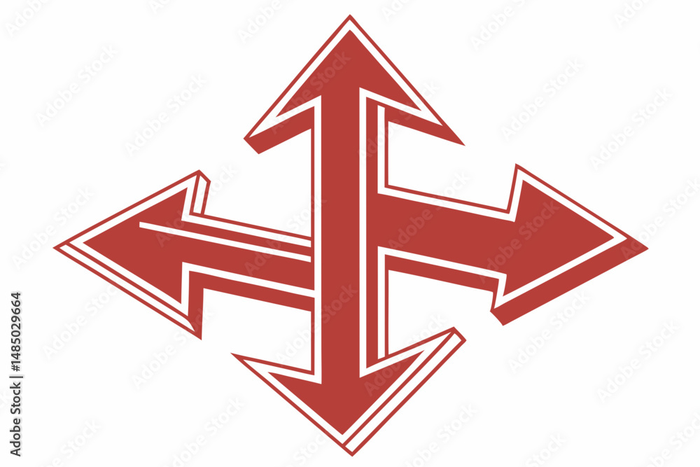 Poster abstract red arrows intersecting in a geometric pattern design