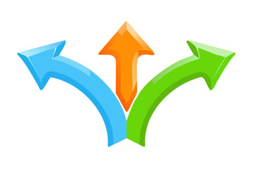 Three Dimensional Colorful Arrows Pointing Upwards and Sideways