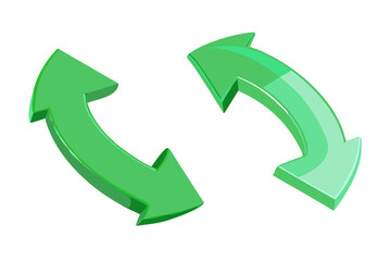 Two Green 3D Arrows Forming a Circular Recycling Symbol