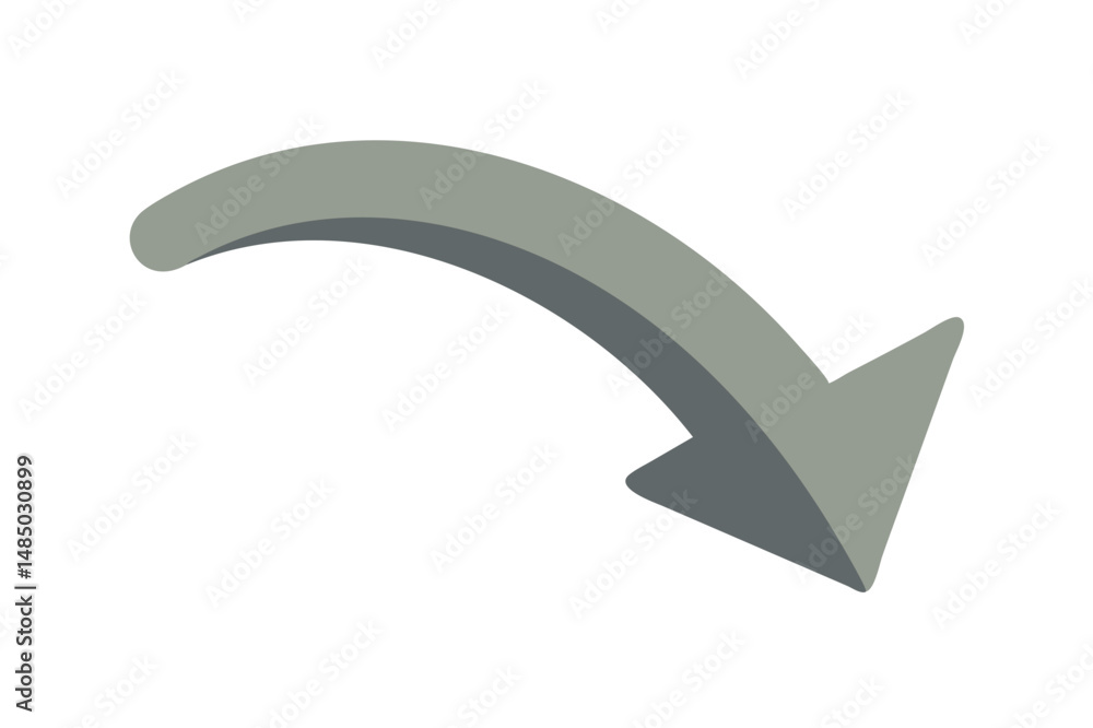 Poster curved arrow pointing downwards simple design element
