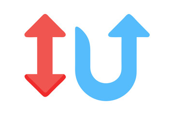 Red and Blue Arrows Indicating Up Down and U Turn Directions