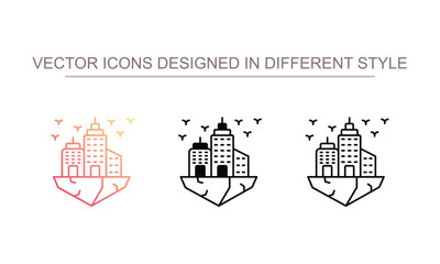 flying city icon design with white background stock illustration