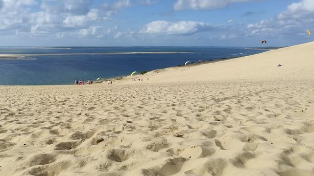 People paragliding at the Great Dune of Pilat