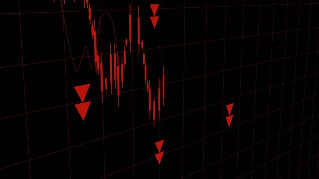 Red price falling drop candlestick down trend new low chart decreasing trend showing unsuccessful performance and losses failure due to economic crisis loss of assets in equities stock