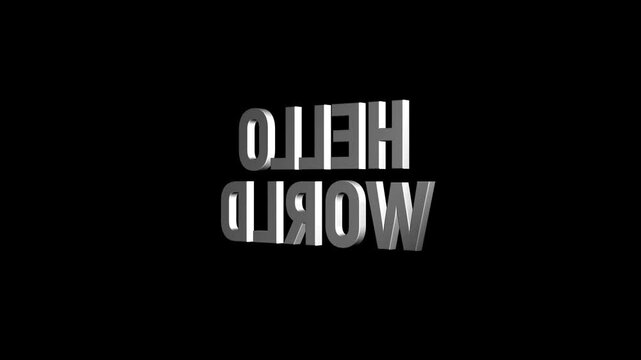 hello world 3D Text 4k Animation on White Alpha Channel black Green Screen Background. hello world