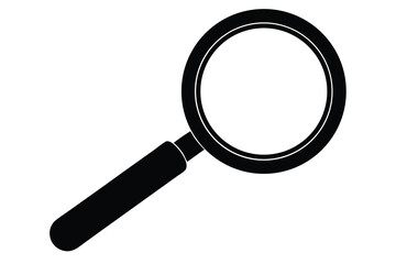 Simple black magnifying glass icon for website or app