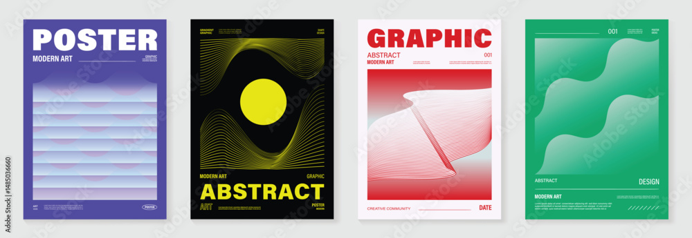 Aufkleber modern gradient poster background vector set. cover template with vibrant perspective geometric pris