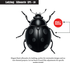 Black Ladybug Silhouette PNG – Minimalist Insect Illustration for Nature & Design Projects
