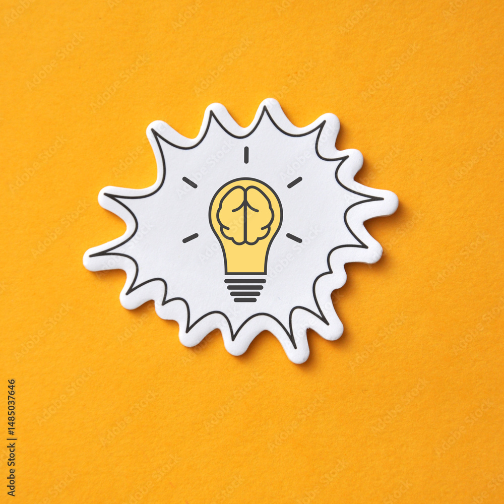 Poster a speech balloon with a light bulb pattern on it. a symbol of the emergence of a creative idea