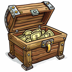 elegant illustration of treasure chest with cash