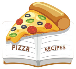 Delicious Pizza Recipe Book Illustration