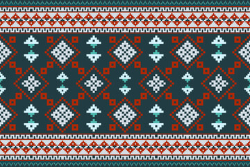 Geometric Pixelated Ethnic Textile Pattern