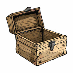 elegant illustration of a wooden treasure chest