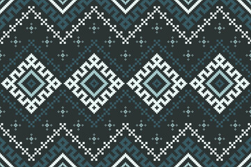 Geometric Pixelated Ethnic Textile Pattern