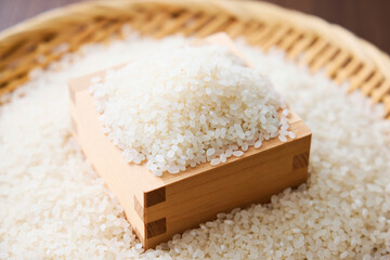 枡に盛った日本の生米