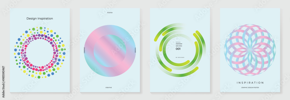 Aufkleber modern gradient poster background vector set. cover template with vibrant perspective geometric pris
