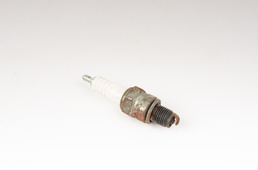 old spark plugs isolate on white background