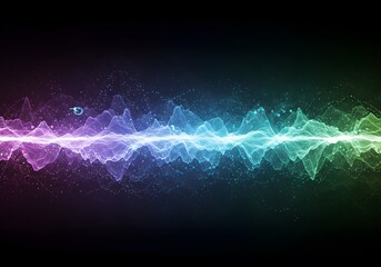 Abstract digital sound wave colorful audio visualization, light spectrum, frequency, data, design, motion, energy, music, noise.