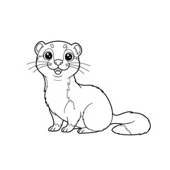 Ferret Outline – Minimalist Line Art of a Playful Ferret for Pet, Wildlife, and Nature Design Projects

